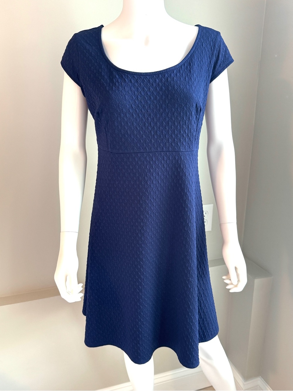 Motherhood Oh Baby Navy Textured Scoop Neck Maternity Dress